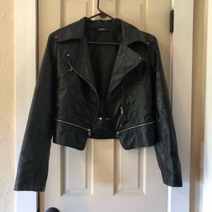 Large Black Faux Leather Jacket